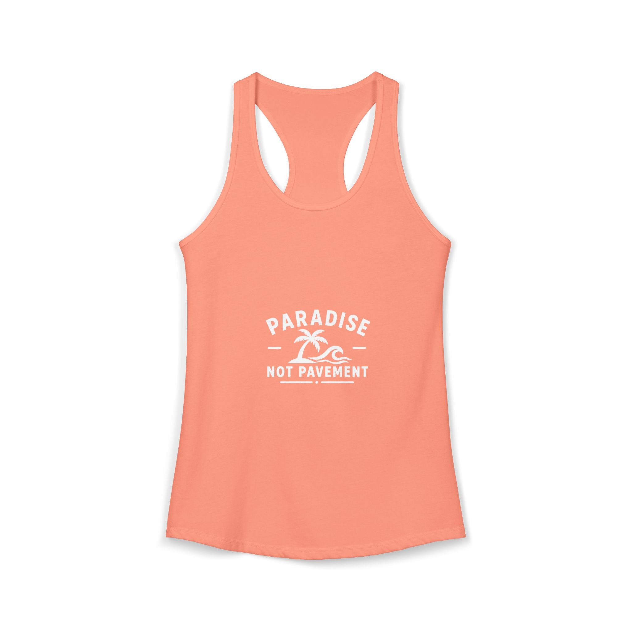 Paradise Not Pavement Women’s Tank — Coastal Palm & Wave Heart Beach Top